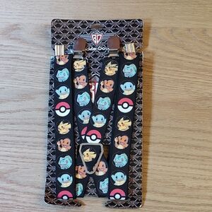 NWT Official Pokémon Buckle-Down Suspenders - Kanto Starters & Poké Balls